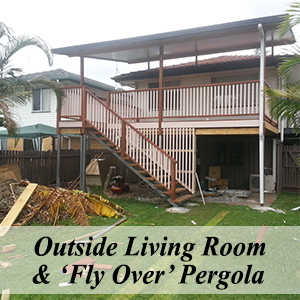 Outside Living Room and Fly Over Pergola